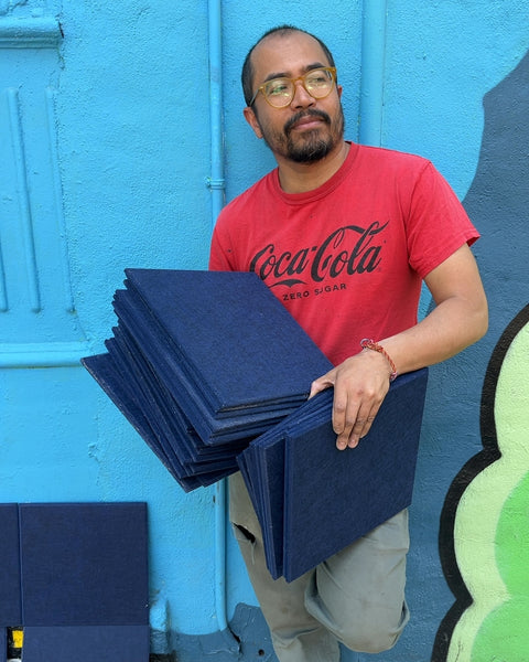 A Whole Bunch Of Navy Blue Acoustic Wall Panels