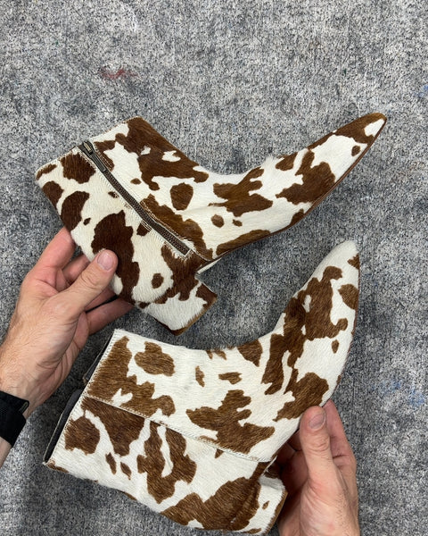 Thursday Boot Co. Brown-and-white Cow Print Ankle booties, Size US 9W