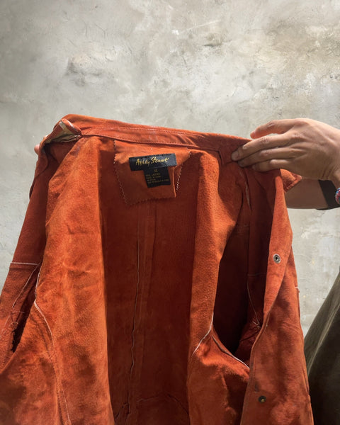 Ashley Stewart Suede Leather Jacket in Rust Orange, Size 14