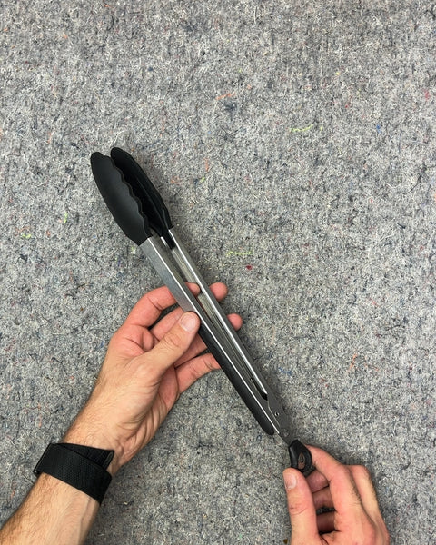 Black Silicone and Stainless Steel Tongs