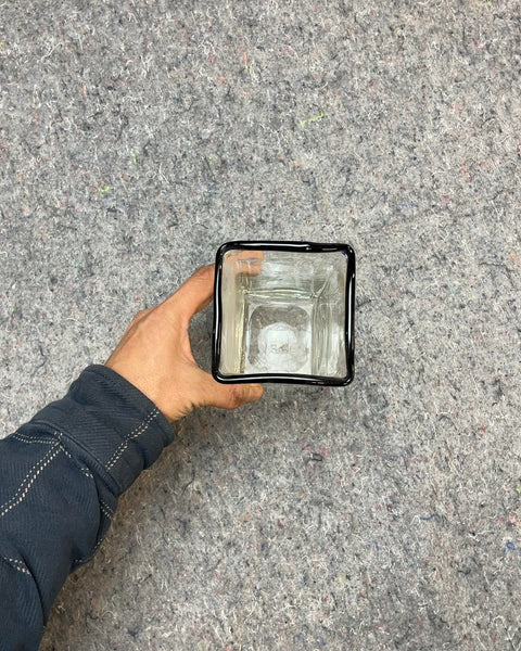 Clear Glass Vase with Black Trim