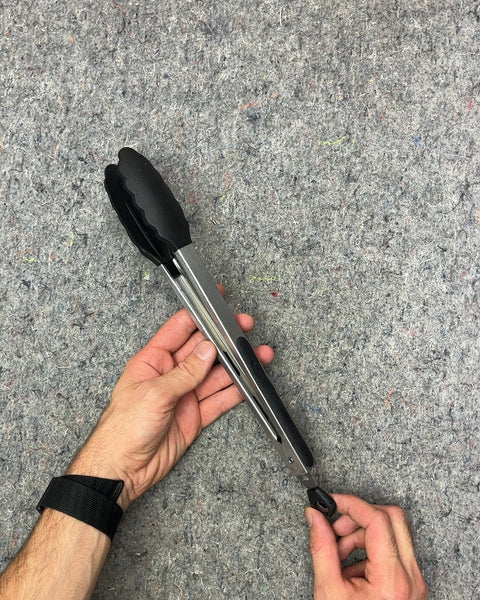 Black Silicone and Stainless Steel Tongs