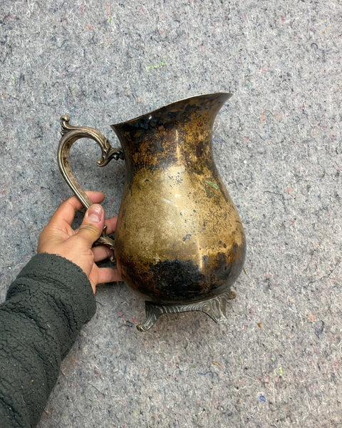Vintage Metal Pitcher with Handle