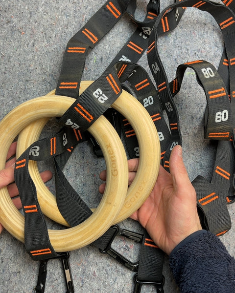 Gonex Wooden Gymnastic Rings with Straps
