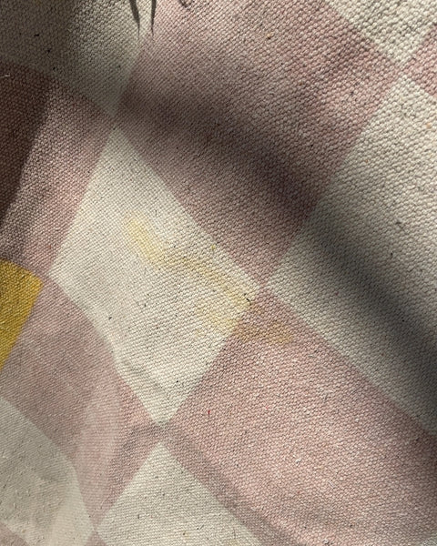 Checkered Rug With A Couple Light Stains, 60x80"
