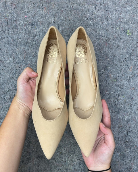 Vince Camuto Beige Suede Heels, Size 9