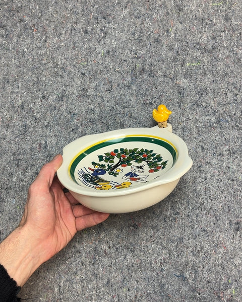 Majolika Kinder-Warmhalte-Teller Duck Baby Food Warming Dish