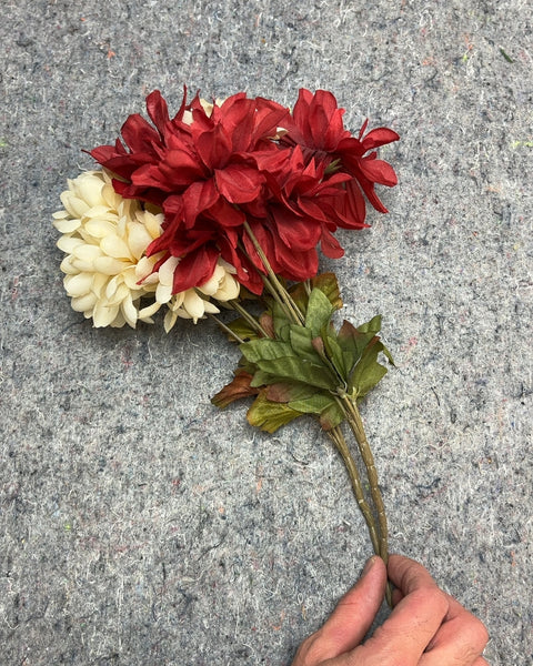 Artificial Floral Bundle, Red and Cream