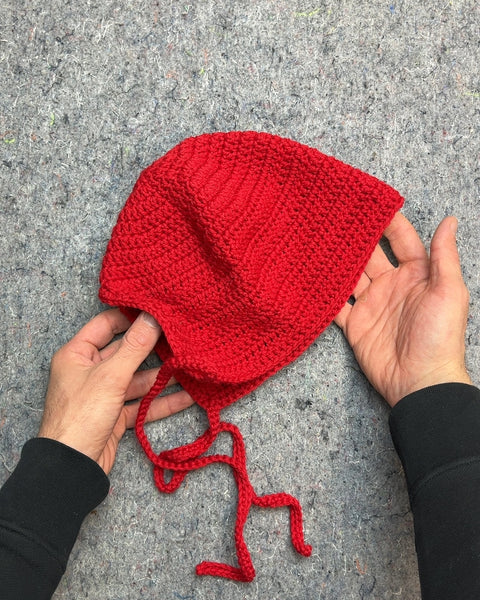 Cool Handmade Red Crochet Bonnet