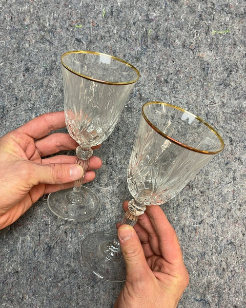 Two More Party Wine Glasses with Gold Trim