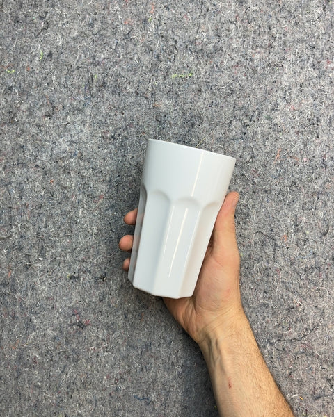 White Faceted Ceramic Cup