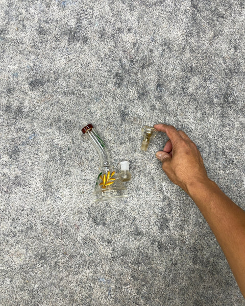 Mini Clear Glass Water Pipe with Botanical Design