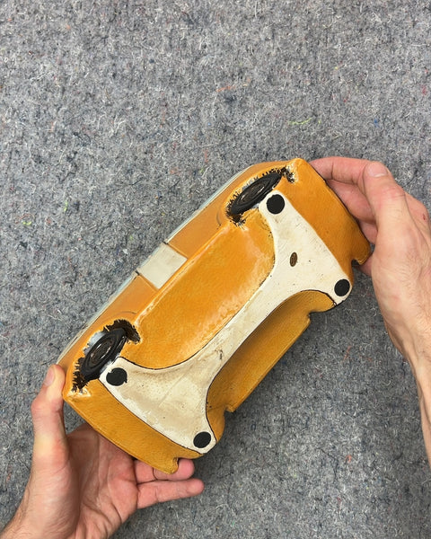Cute Orange and White Van Planter, 3x6"