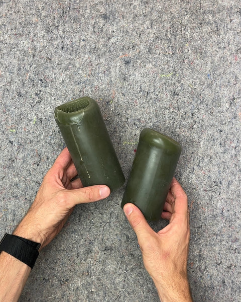 Two Green Pillar Candles