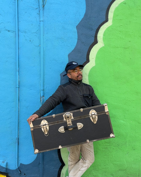Bigass Vintage Black Storage Trunk, W30xD16xH13"