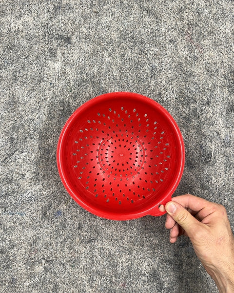 Red Plastic Colander, 8"