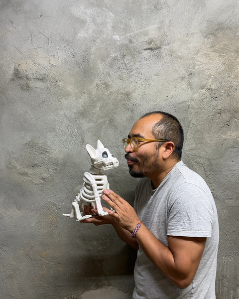 White Cat Skeleton Decor