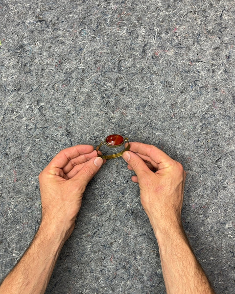 Red Stone and Brass Bracelet