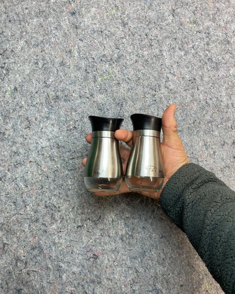 Stainless Steel and Glass Salt and Pepper Shakers Set