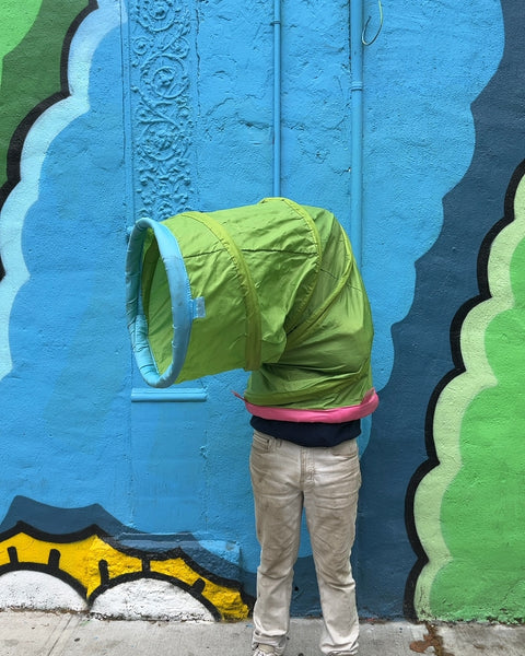Green Play Tunnel with Pink and Blue Trim