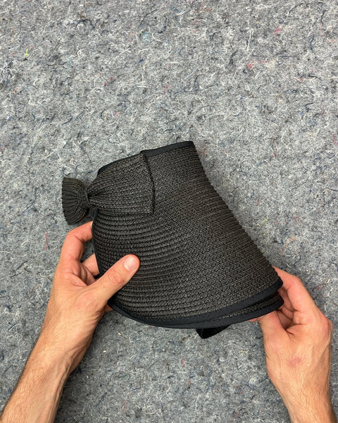 Black packable Straw Sun Visor