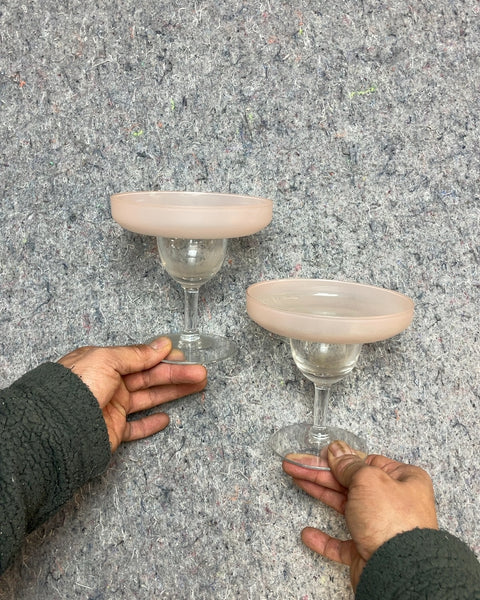 Another Another Two Pink Rimmed Sexy Margarita Glasses