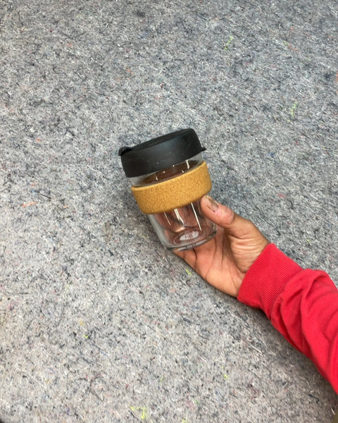 Glass Coffee Cup with Cork Band