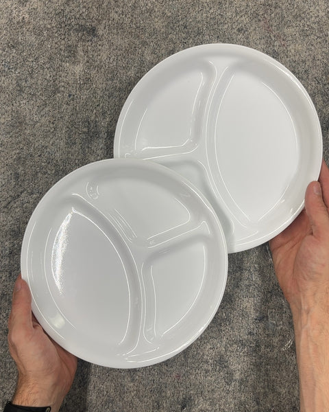 Set of 2 Cool Corelle White Divided Plates
