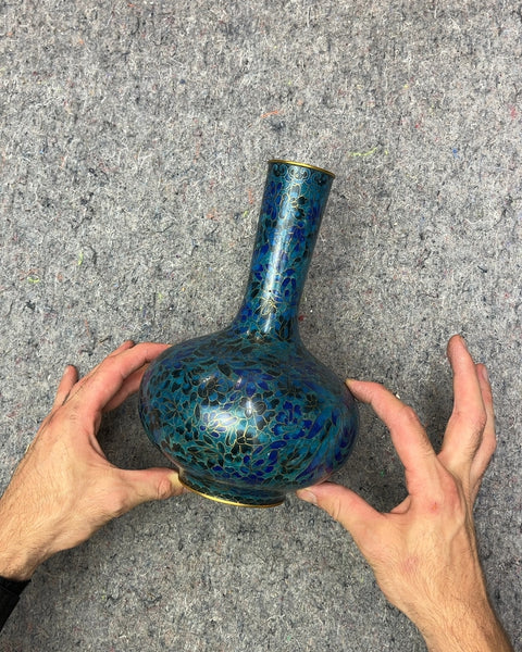 Vintage Chinese Cloisonné Vase, H8.5"