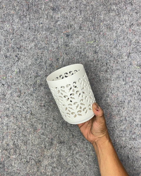 White Decorative Ceramic Planter Pot, W4"