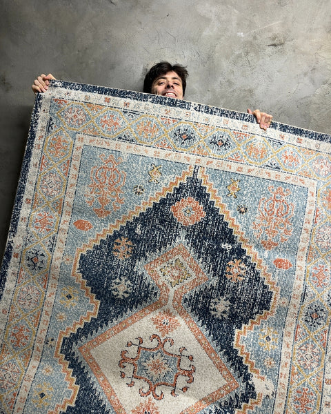 Great Zero Traditional Medallion Area Rug Navy Blue, 5'3" x 7'7"