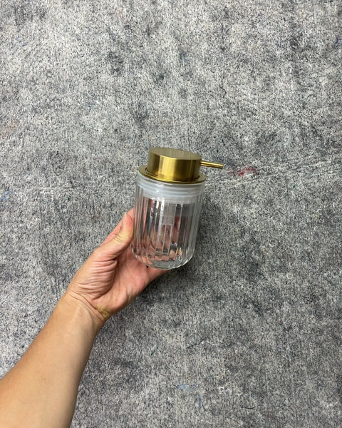 Glass Soap Dispenser with Gold Pump
