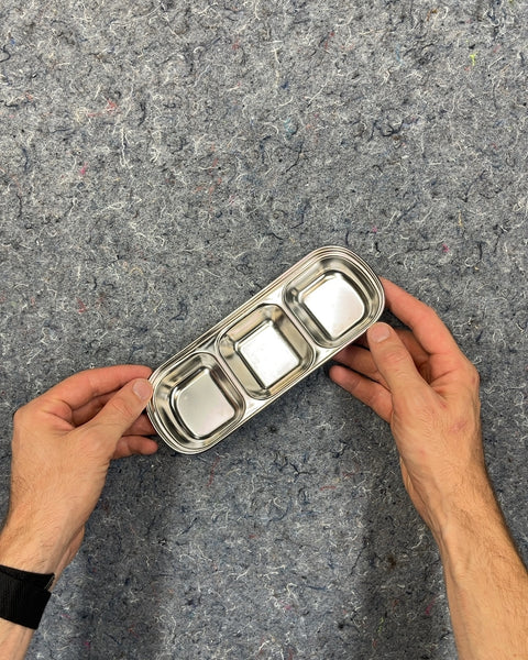 3-compartment Korean-style Stainless Steel Sauce Dish