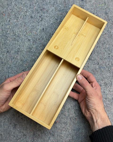 Bamboo Cutlery Organizer Tray, L16"