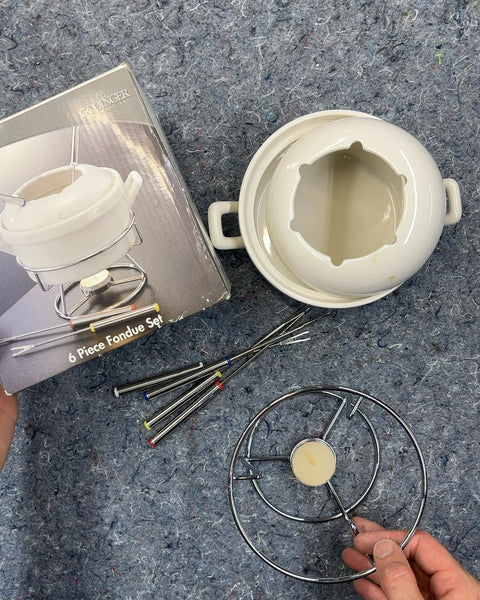 Vintage Ceramic Godinger 6 Piece Fondue Set