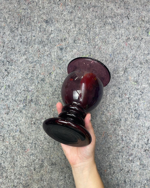 Vintage Glass Vase, Candle Stuck Inside But Can Easily Be Melted Out