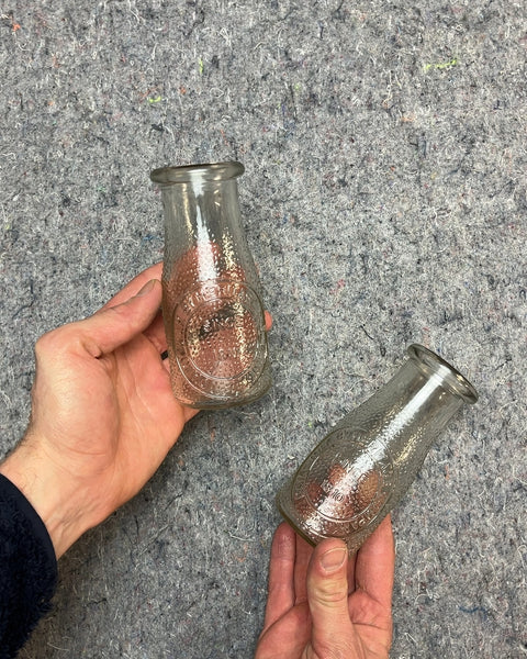 Vintage Glass Creamer Bottles, Set of 2