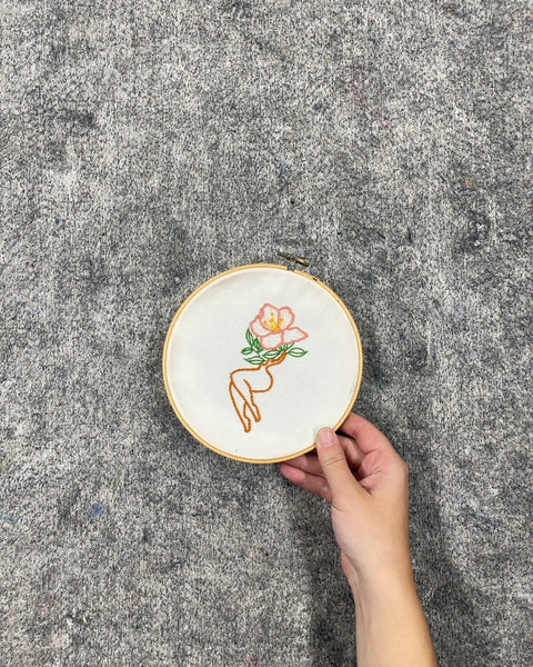 Embroidered Floral Nude Art Hoop
