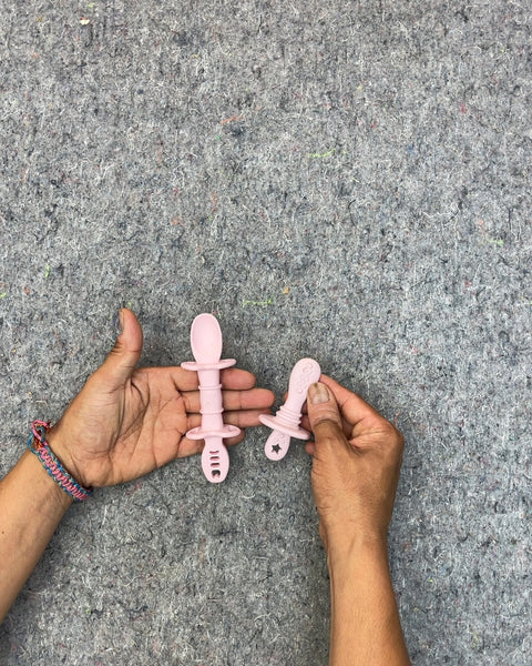 Pink Silicone Baby Spoons, 2-Pack