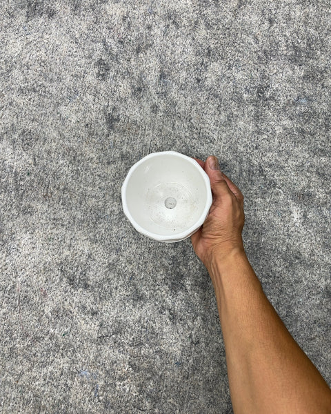 White Ceramic Swirl Planter with Saucer