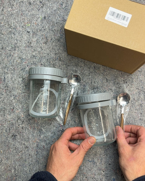 Brand New Overnight Oats Jars with Spoons, Set of 2