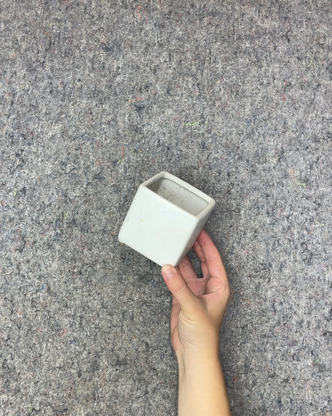 White Ceramic Square Planter, 3 in
