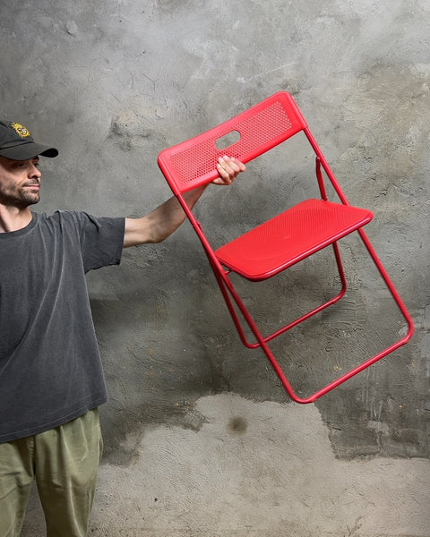 Another Metal Frame Plastic Seat Red Folding Chair