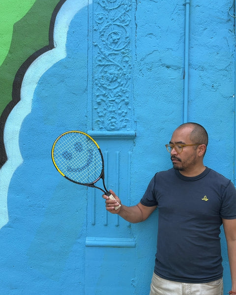 Junior Tennis Racquet with Smiley Face Strings, 19"