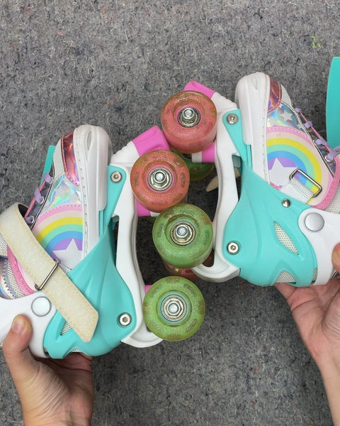 Kids Adjustable Rainbow Roller Skates, Sz S / 28-31 EU