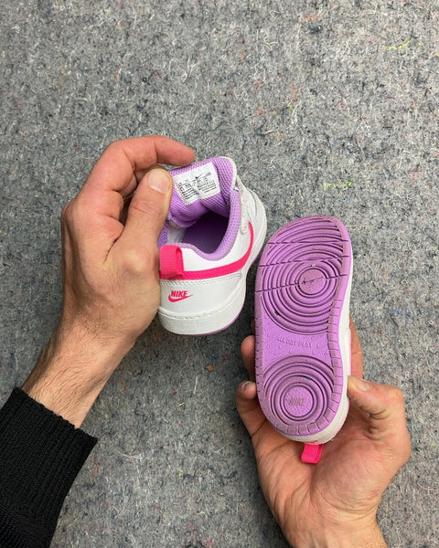 Nike White and Pink Baby Sneakers, Size 8C or EU 25C