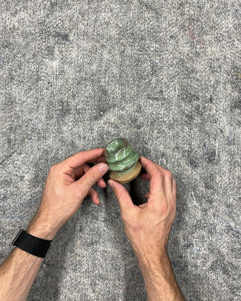Green Ceramic Spiral Knick Knack That Could Hold A Small Candle Or Incense Stick
