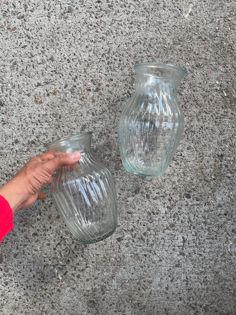 2 Bulbous Glass Vases