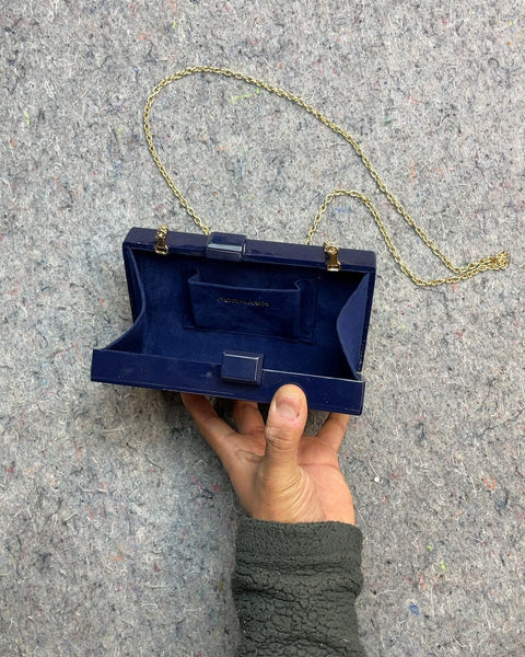 Fornash Striped Clutch Bag with Gold Chain