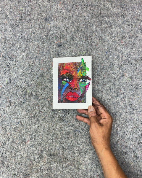 Abstract Face Painting on Canvas, 4x5"